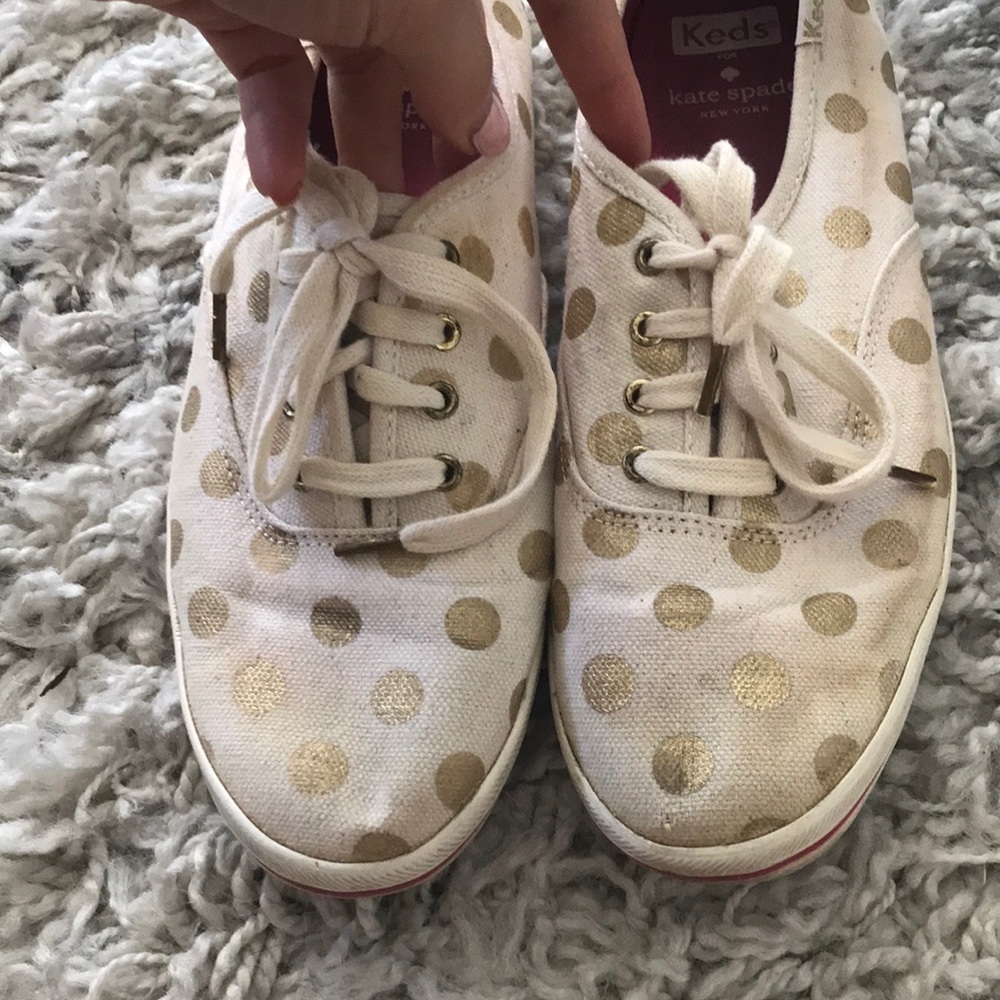 Keds x Kate Spade gold polka dot shoes